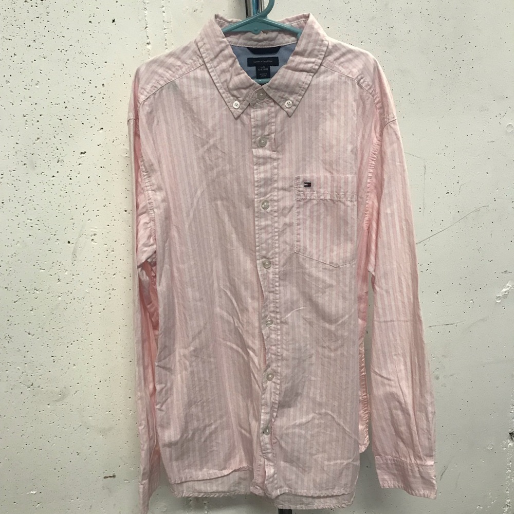 TOMMY HILFIGER White/Pink Cotton Shirt - Sz 16/18